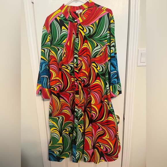 Zuri Dresses & Skirts - Zuri Print Dress Cotton 3/4 Sleeve 2X. *One Button missing.